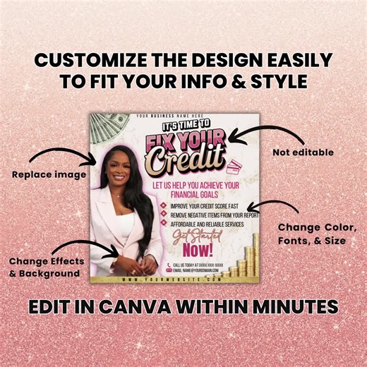 Credit Repair Flyer, Consultation Services Flyers, Canva Credit Repair Flyer Template, DIY Flyer Template Design, Editable Flyer - Etsy