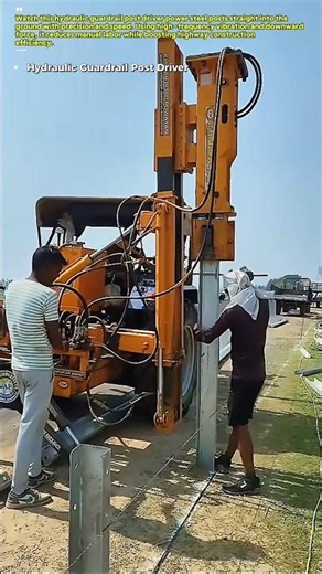 Satisfying Guardrail Post Driving Machine in Action | Fast Highway Construction USA!