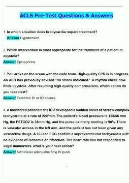 ACLS PreTest Latest 2025 2026 Update Questions and Verified Answers 100 Correct Grade A