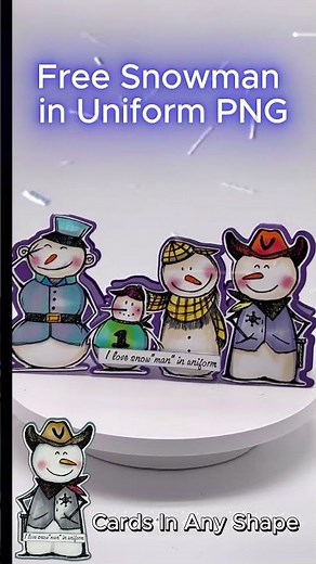 Free Snowmen in Uniform PNG download/DIY Card Making & Cricut Tutorial | Cards in Any Shape