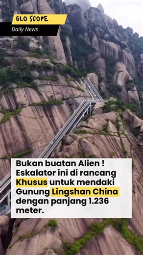 GLOSCOPE on Instagram: "Di China, sejumlah gunung kini dilengkapi eskalator super panjang yang membuat pendakian jadi jauh lebih ringan—terutama bagi lansia dan anak-anak. Meski terlihat futuristik, ini bukan buatan alien, melainkan hasil rekayasa manusia dan teknologi modern. Di Gunung Lingshan (Jiangxi), eskalator sepanjang 1.236 meter memangkas waktu pendakian dari sekitar dua jam menjadi hanya 10 menit. Sementara di Gunung Tianyu (Zhejiang), eskalator 350 meter dilengkapi semprotan kabut di 