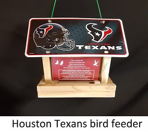 Houston Texans license plate bird feeder