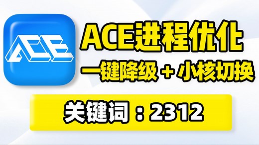 ACE扫盘进程一键降级优化！无需手动设置，减少电脑系统性能占用，提升游戏帧数稳定性，避免卡顿掉帧闪退！ACE磁盘检测硬盘扫描进程优先级、CPU亲和性、小核心调整