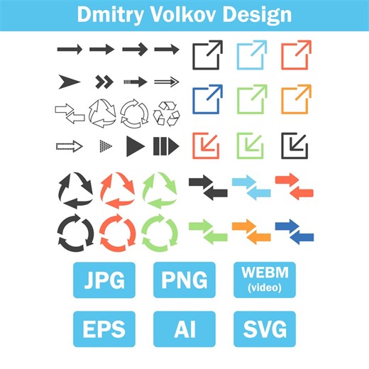Comprehensive Set of Various Vector Arrow Icons Including Directional Circular Recycling and Navigation Pointers. Jpg/png/svg/eps/ai/webm - Etsy