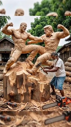 Donald Trump vs Dwayne Johnson | #dwaynejohnson #donaldtrump #trump #woodworking #wood #sculpture