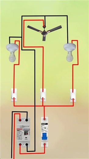 How to Wire Switches, Bulbs, and a Ceiling Fan Using a MCB #shorts