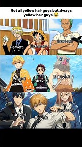 Not all yellow hair guys but always yellow hair guys 😂 #zenitsu #sanji #denji #luffy #anime #fypシ