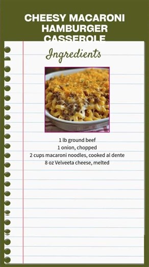 Cheesy Macaroni Hamburger Casserole