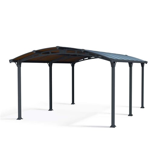 CANOPIA by PALRAM Arcadia 12 ft. x 17 ft. Gray/Bronze Metal Carport 701592 - The Home Depot