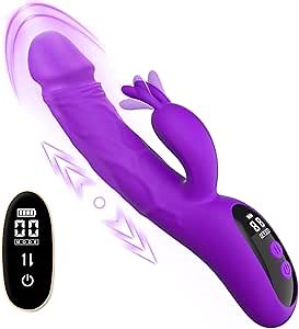 Thrusting Dildo Vibrator Sex Toys for Women, Sikelob Sex Toy Rabbit G Spot Dildo Vibrators with 9 Thrust 9 Vibration Modes, Silicone Clitoral Bunny Stimulator Couple Adult Sex Toys, Purple