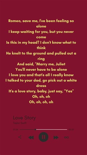Love Story – Taylor Swift | Lyrics Video 💖#shorts