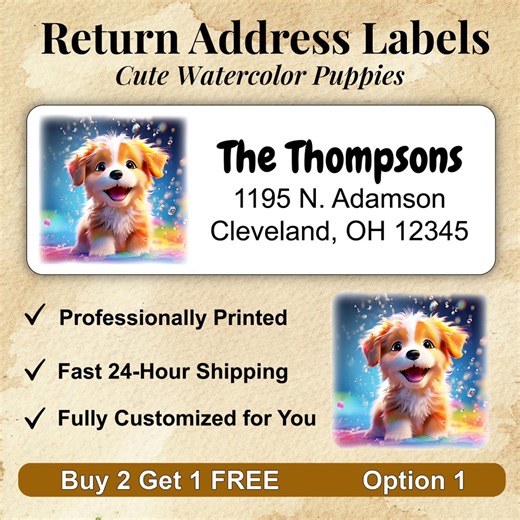 Return Address Labels, Cute Watercolor Puppies, Unique Mailing Stickers for Dog Lovers - Etsy