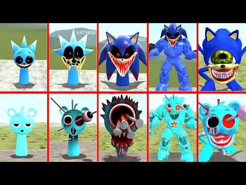 ALL SPRUNKI BLUE VS SONIC EXE FINAL TRANSFORMATION FIGHT | GMOD
