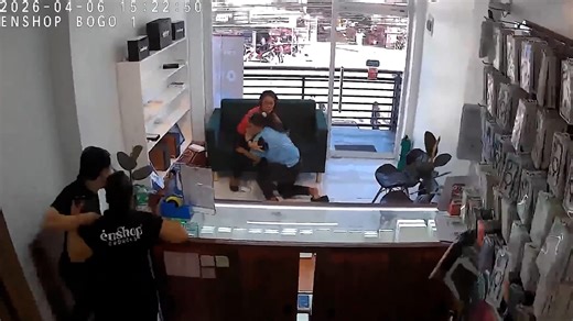 Terrified shop staff flee as earthquake shakes buildings in the Philippines