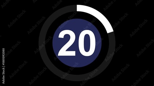 Circle countdown timer one minute animation from 25 to 0 second animation with alpha channel, 25 second countdown timer, Countdown video on 4k.