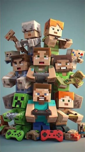 Steve play with friends in Minecraft 🥺