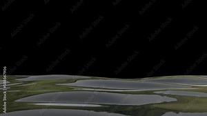 Abstract transparent water wave or liquid wave background. Fluid movement. Element animation seamless loop on green screen and Alpha Channel. 3d render.