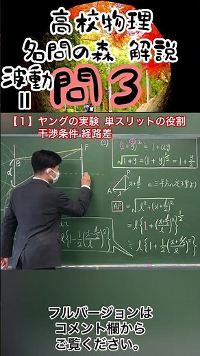 高校物理 名問の森 波動Ⅱ 問３ 解説 【１】ヤングの実験 単スリットの役割 干渉条件 経路差