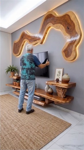 How I made this incredible rustic TV wall panel to decorate my living room! 🤩
