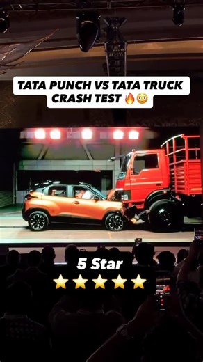 Deepak yadav on Instagram: "Today, January 13, 2026, Tata Motors officially launched the 2026 Tata Punch Facelift. As part of the launch event, the company shared highly impressive results from a specific safety demonstration involving a heavy vehicle. The “Car vs. Truck” Safety Test To highlight the structural integrity of the new model, Tata Motors conducted a simulated head-on collision at 50 km/h between the new Tata Punch and a large truck. • Occupant Safety: The test used four crash test d