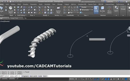 AutoCAD 3D Sweep Command Tutorial Complete _ Sweep Twist, Multiple profiles, Pat