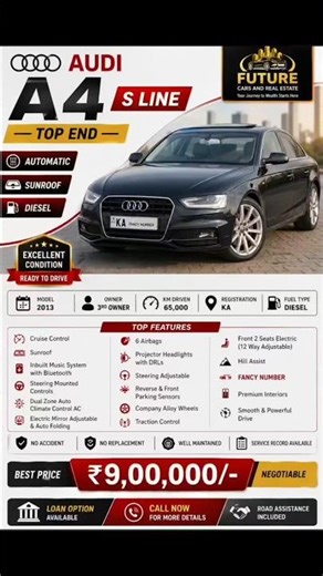 AUDI A4 ( S LINE ) Topend Automatic!Sunroof!Model 2013Third owner Km 65,000Diesel call 8217561117