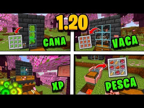 4 MELHORES FARMS INICIAIS para SEU MUNDO no Minecraft Bedrock 1.20!!! (MCPE, XBOX, PS4, SWITCH, PC)