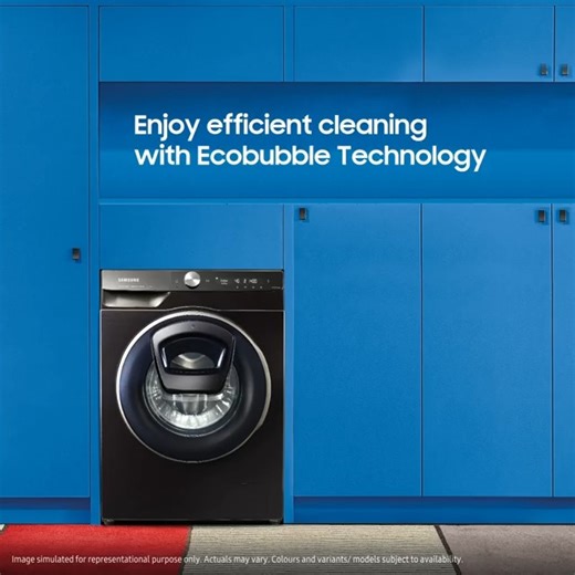 Samsung AI Ecobubble™ washing machine is tough on dirt but goes easy on clothes. The Ecobubble™ Technology turns detergent into bubbles that penetrate the fabric quickly and remove dirt while protecting the texture and colour of your clothes. #Ecobubble #Samsung | Samsung | Facebook