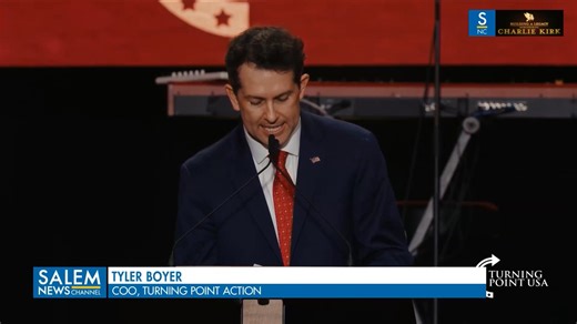 Tyler Boyer, COO of Turning Point Action, reflects on Charlie Kirk’s vision for a stadium-filled Turning Point event: “Charlie, my friend, I’m happy to report, we’re standing in your vision.” 🇺🇸 #CharlieKirk #TurningPointUSA #Legacy | Salem News Channel