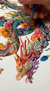 359K views · 13K reactions | POV: you spend days meticulously painting coral in the shape of a dragon  That was me last August  This guy is still one of my personal favorite drawings, and I can’t wait to have time to make another creature in this series! Suggestions welcome! #CoralReef #FantasyArt #DragonArt #Guoache #Watercolor #ColoredPencil | Katy Lipscomb | Facebook