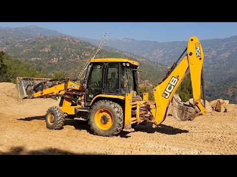 JCB Backhoe Loader - Hilly Road Construction - JCB Cutting Hilly Road - Dozer Video 14