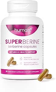 Humann SuperBerine Berberine Supplements, Healthy Metabolism & Blood Sugar Support - Clinically Researched Ingredient - High Absorbency, Concentrated Dose Formula with Olive Leaf Extract - 30 Capsules