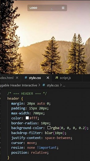 Interactive Draggable Header - HTML, CSS & JS