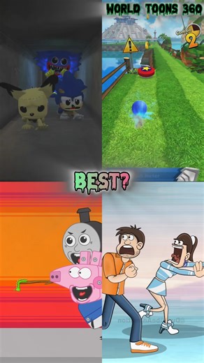 huggy wuggy chases sonic and pokemon pichu (4k memes) #shorts #sonic #animation #fun