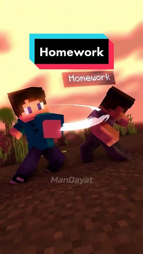 Minecraft Character's Homework Adventure