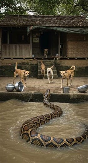 Village Women Trapped by Python 😨 Dogs Did Save The Day #wildlife #python #rescue
