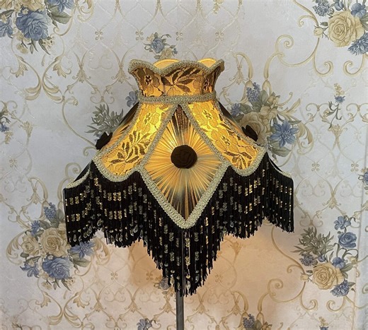 Gold & Black Lampshade: Beaded Fringe Victorian Style - Etsy