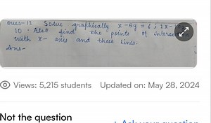 Solve the system of equations graphically: x - 5y = 6 2x - ... | Filo