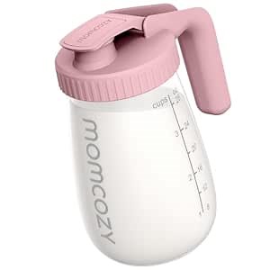 Momcozy Breast Milk Pitcher, Glass Storage Container Wide Mouth, 32oz Pink