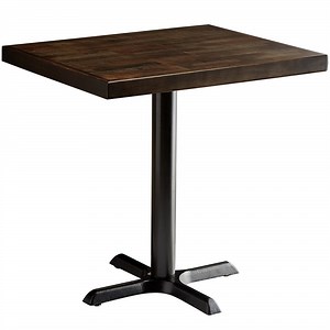 Lancaster Table & Seating 24" x 30" Standard Height Wood Butcher Block Table with Espresso Finish and Cast Iron Cross Base Plate