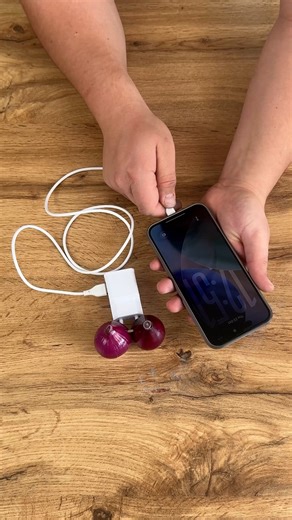 Phone charging using coin and onions 🤔 #phonecharging #garlic #coin #trick | Magic Hands Creations
