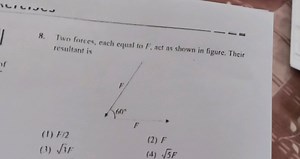 Two forces, each equal to  F , act at an angle of  60^\circ  to... | Filo