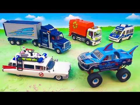 Ghost scares the kids! Ghostbusters, Monster Truck, Police car | Car Video For Kids