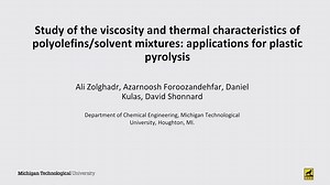 Study of the Viscosity and Thermal Characteristics of Polyolefins / Solvent Mixtures: Applications for Plastic Pyrolysis
