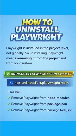 How to Uninstall Playwright | Project-Level Setup Explained #playwright #playwrightutorial