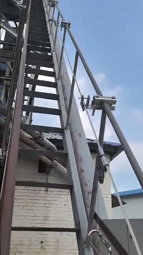 High-altitude fall prevention system designed specifically for inclined ladders #lifeline#powergrid