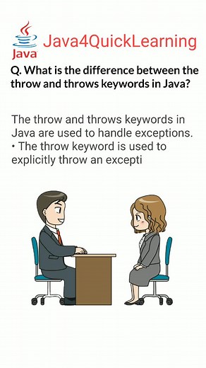 Java4QuickLearning on Instagram: "Difference Between Throw and Throws Keywords in Java #corejava #throw #throws #keyword #java4quicklearning . . Follow & Subscribe @java4quicklearning And stay tuned for the next day of learning java together . . #java #javaee #btech #freshers #javadeveloper #javaprogramming #springboot #restapi #microservices #fullstackdeveloper #fullstack #developer #code #coding #coder #backbenchers #backend #jobs #itjobs #frontenddeveloper #interviewquestions #javainterviewqu