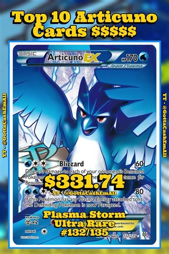 Top 10 Rarest & Most Expensive Articuno Pokémon Cards! ❄️🪽 #pokemon #top10 #pokémon #pokemoncards