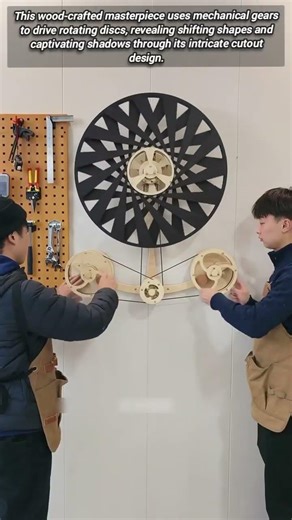 Mesmerizing Kinetic Wall Art Featuring Intricate Wooden Gear Mechanisms