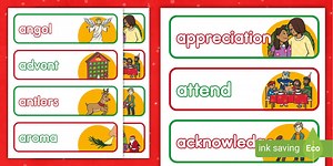 Christmas Words That Start with "A" Word Cards